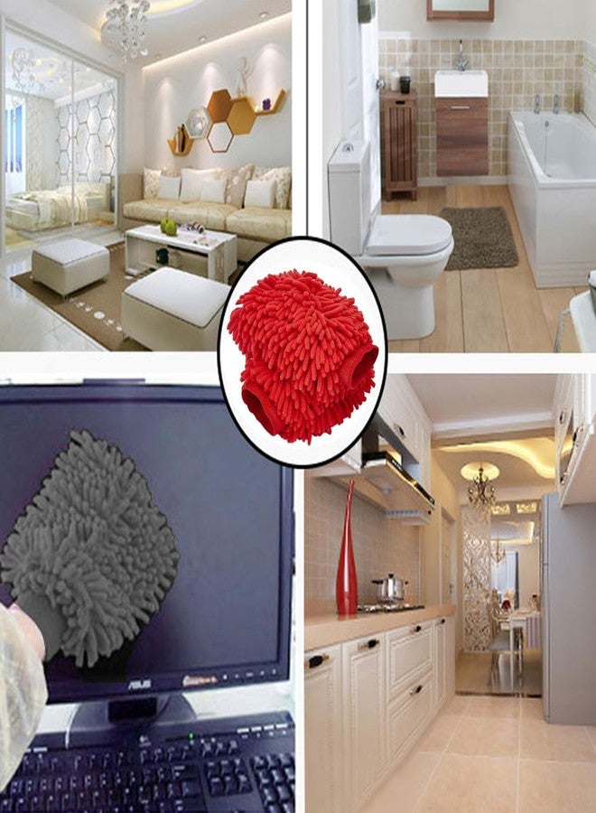 Dropware Large Microfiber Double Sided Dusting Cleaning Glove for Home Office Kitchen Hotel, Free Size, Color- Muti Colour - Pack of 2 - Image 4